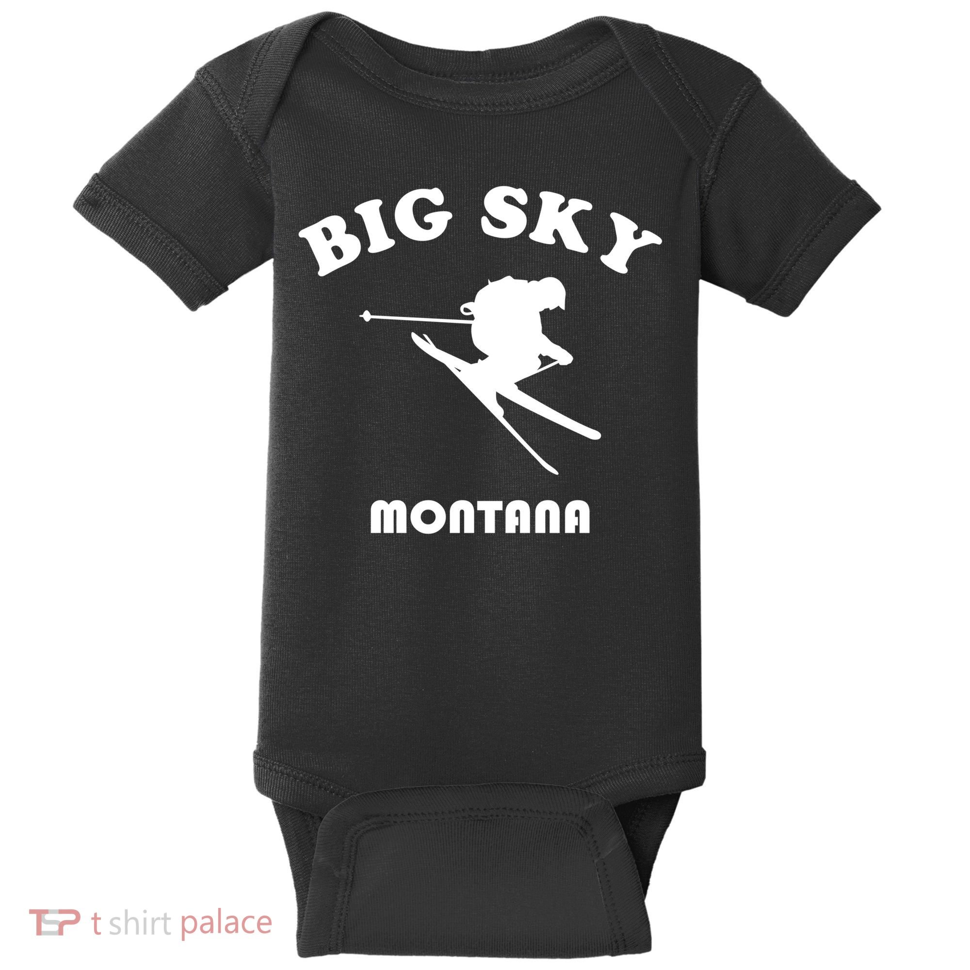 Big Sky Montana Gift Usa Ski Retro Gift Baby Bodysuit