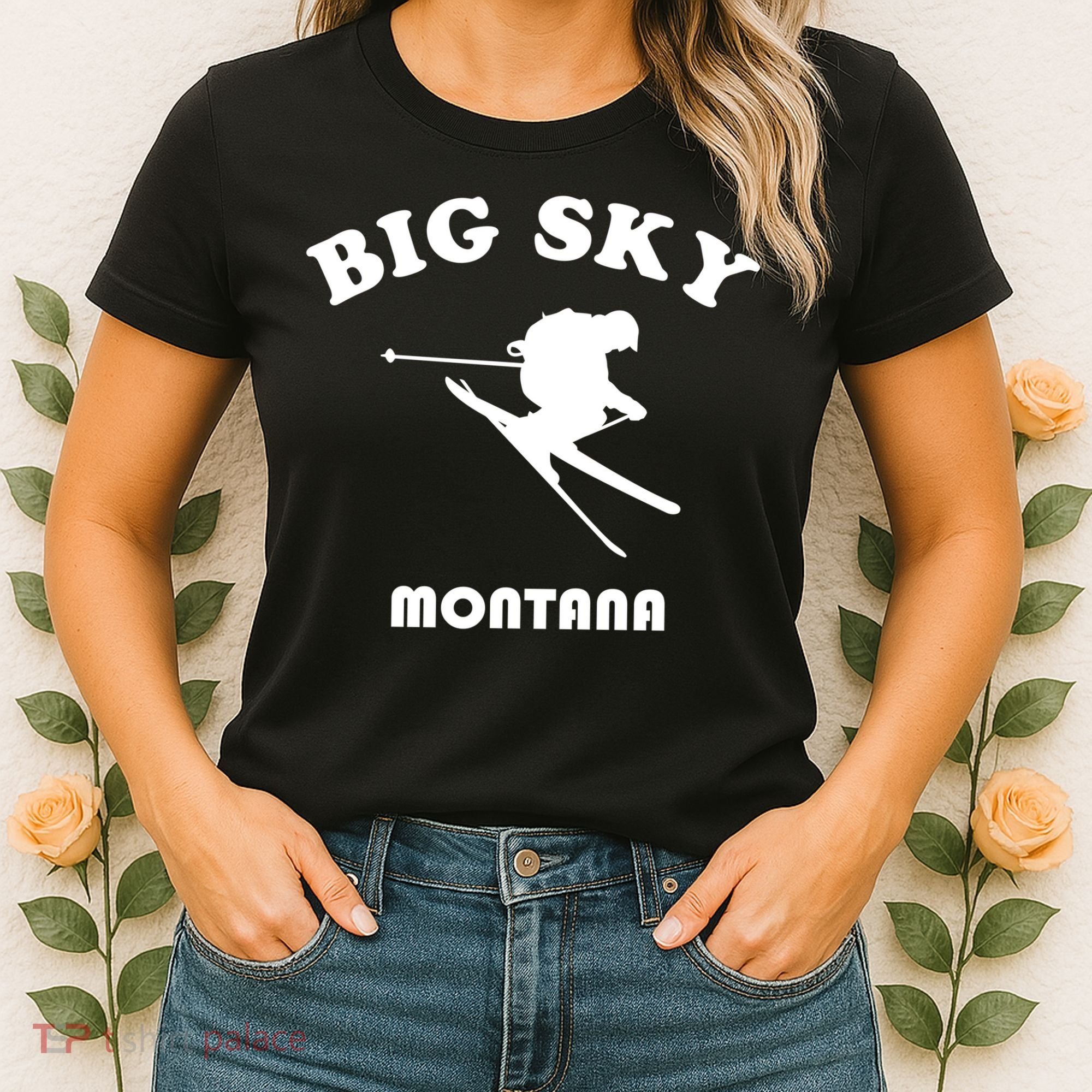Big Sky Montana Gift Usa Ski Retro Gift Women's T-Shirt