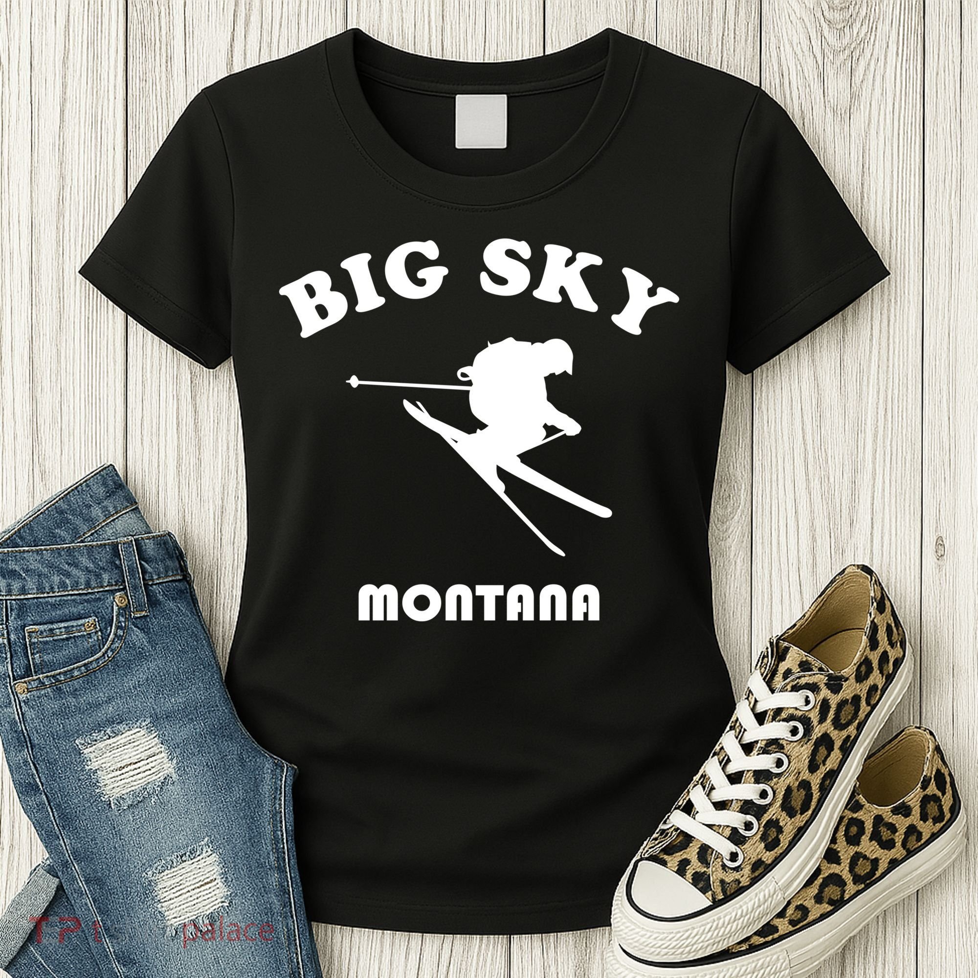Big Sky Montana Gift Usa Ski Retro Gift Women's T-Shirt