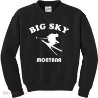 Big Sky Montana Gift Usa Ski Retro Gift Kids Sweatshirt thumb 0