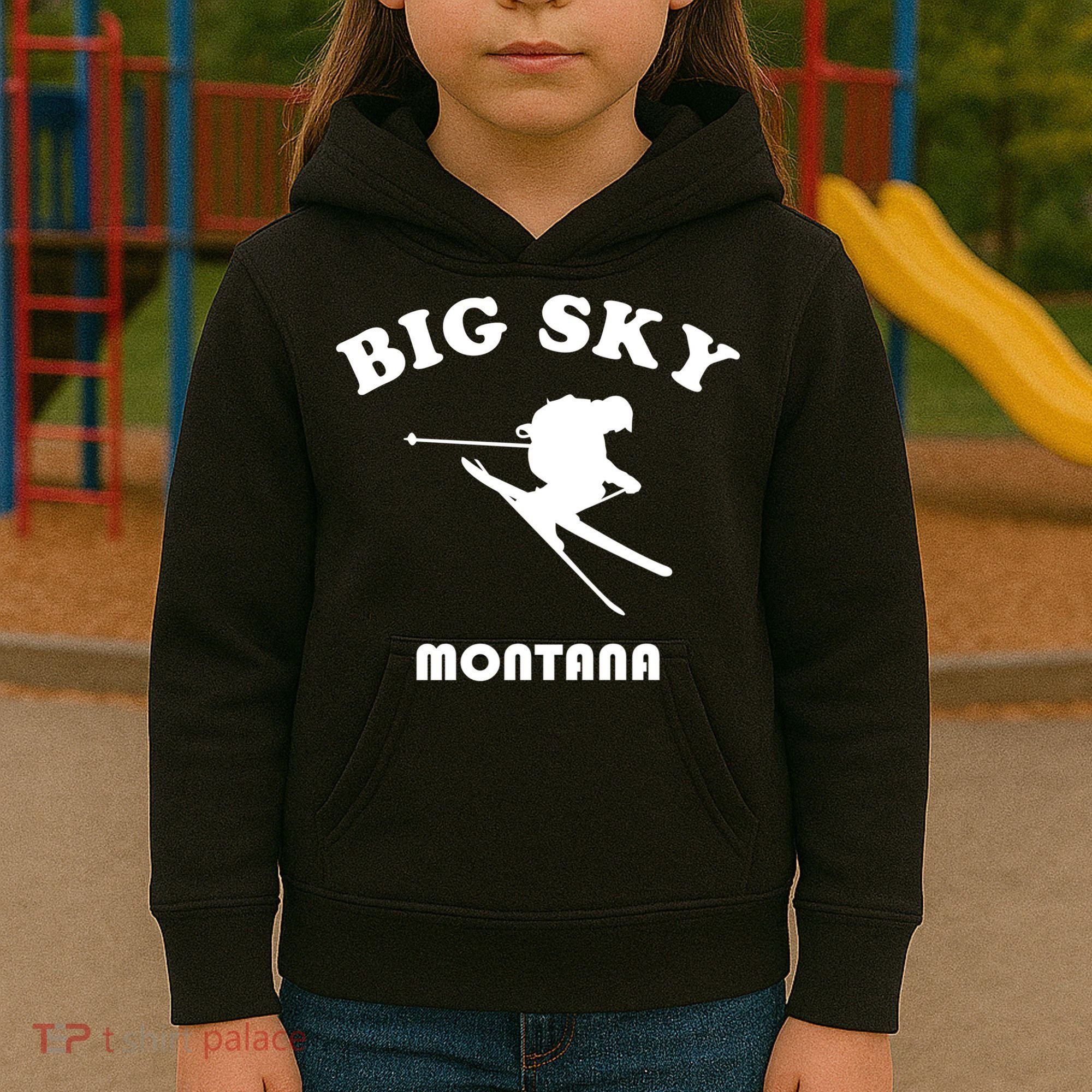 Big Sky Montana Gift Usa Ski Retro Gift Kids Hoodie