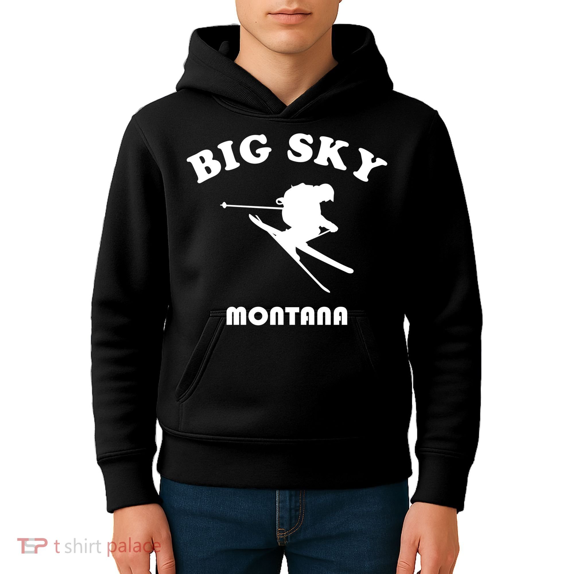 Big Sky Montana Gift Usa Ski Retro Gift Kids Hoodie