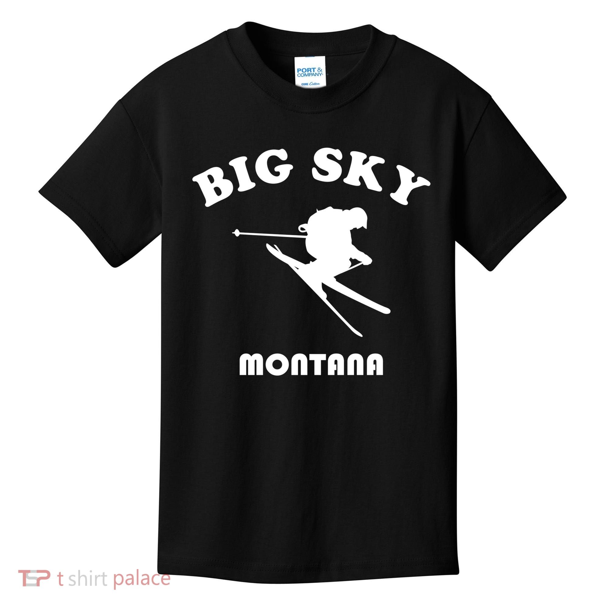Big Sky Montana Gift Usa Ski Retro Gift Kids T-Shirt