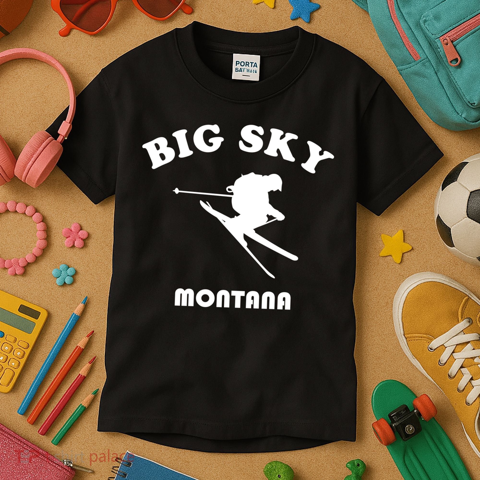 Big Sky Montana Gift Usa Ski Retro Gift Kids T-Shirt