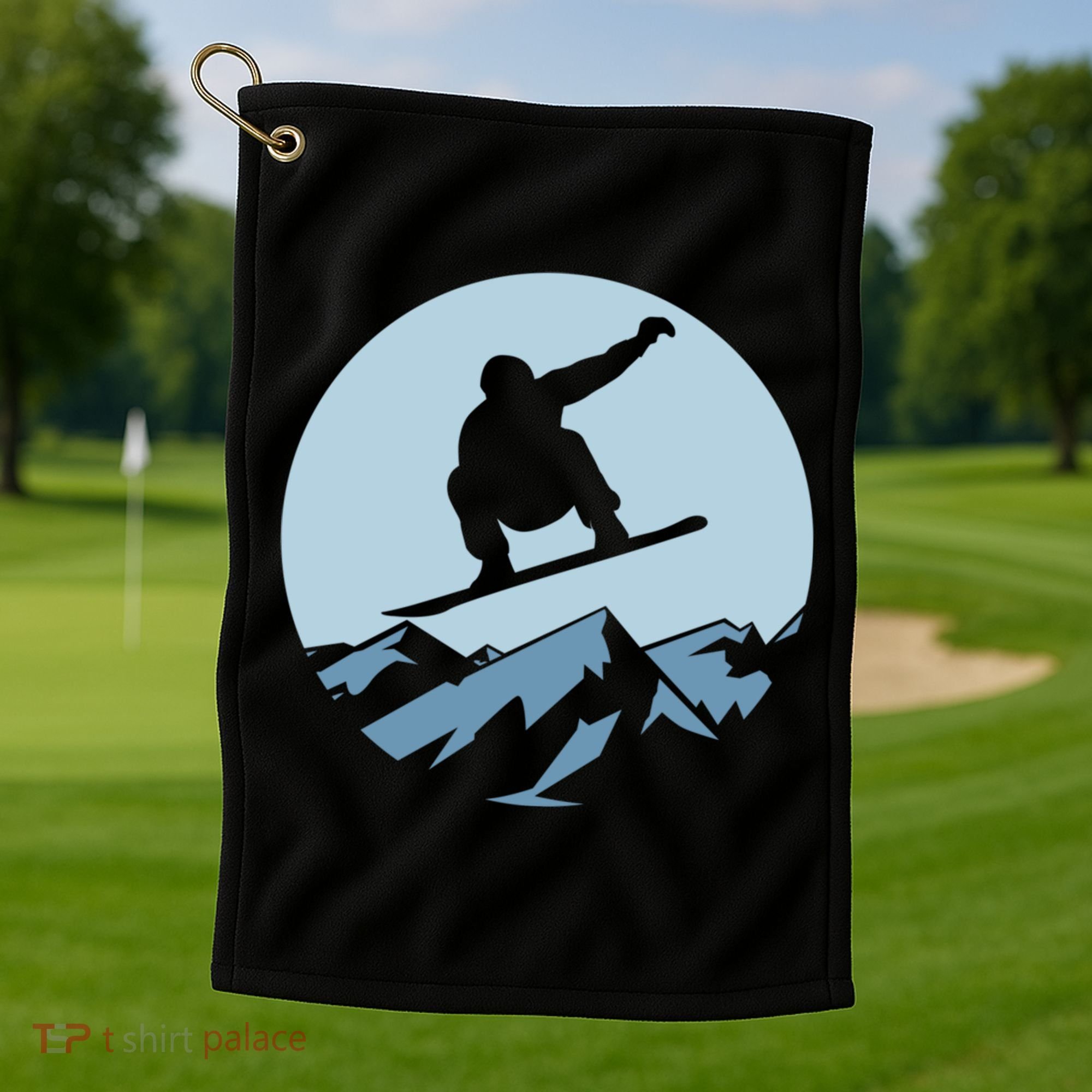 Board Snowboard Mountain Flying Board Snowboarder Fun Gift Golf Towel