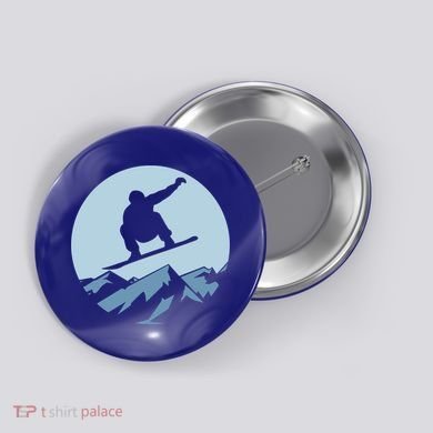 Board Snowboard Mountain Flying Board Snowboarder Fun Gift Button
