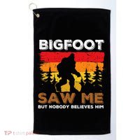 Bigfoot Saw Me But Nobody Believes Him Funny Sasquatch Retro Golf Towel thumb 0