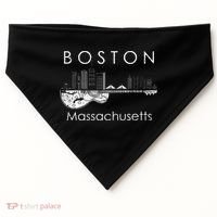 Boston Souvenir Massachusetts Skyline Music Guitar USA-Made Doggie Bandana thumb 0