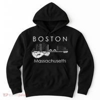 Boston Souvenir Massachusetts Skyline Music Guitar Hoodie thumb 0
