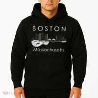 Boston Souvenir Massachusetts Skyline Music Guitar Hoodie thumb 2