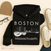 Boston Souvenir Massachusetts Skyline Music Guitar Hoodie thumb 4