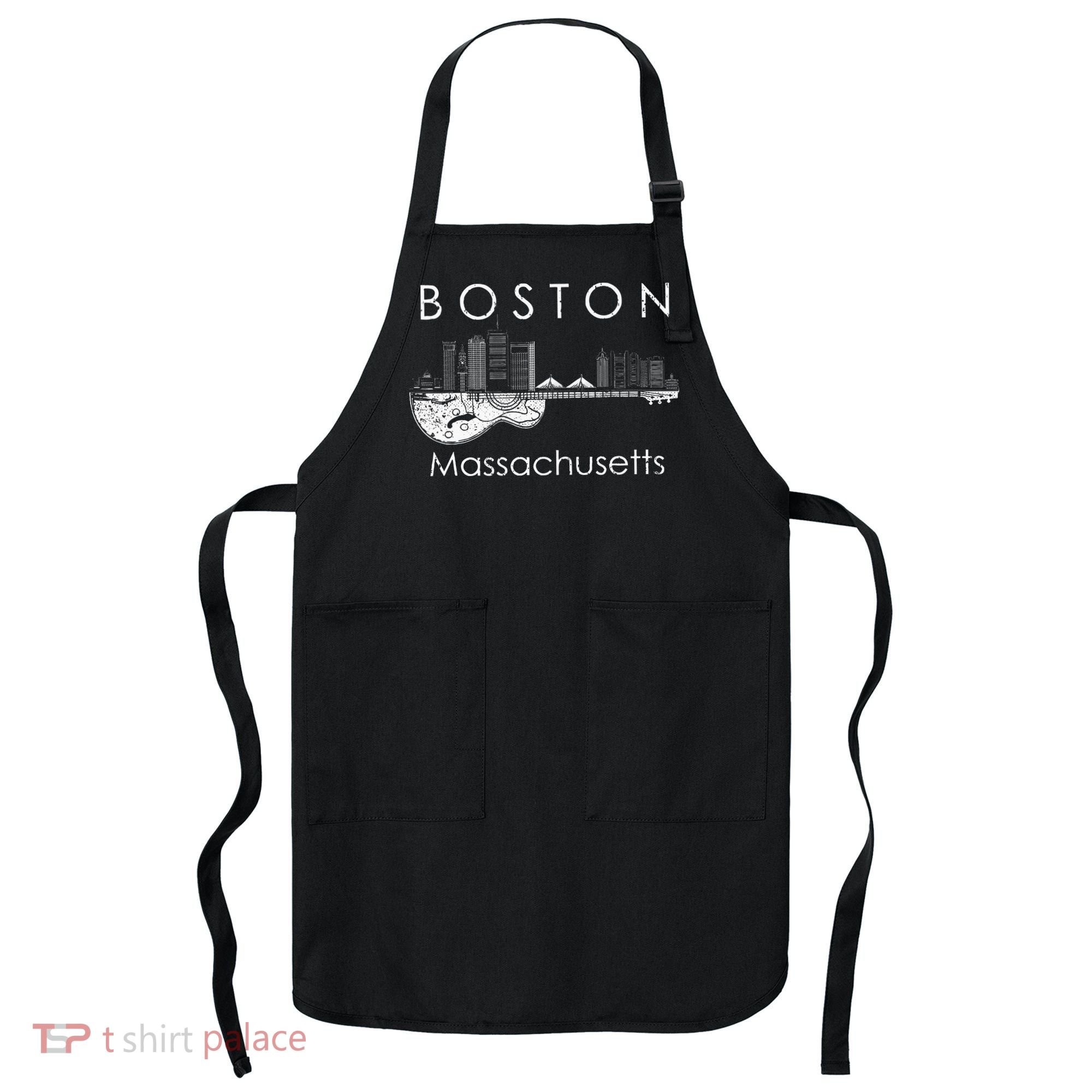 Boston Souvenir Massachusetts Skyline Music Guitar Apron