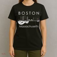 Boston Souvenir Massachusetts Skyline Music Guitar T-Shirt thumb 4