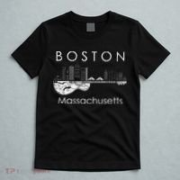 Boston Souvenir Massachusetts Skyline Music Guitar T-Shirt thumb 5