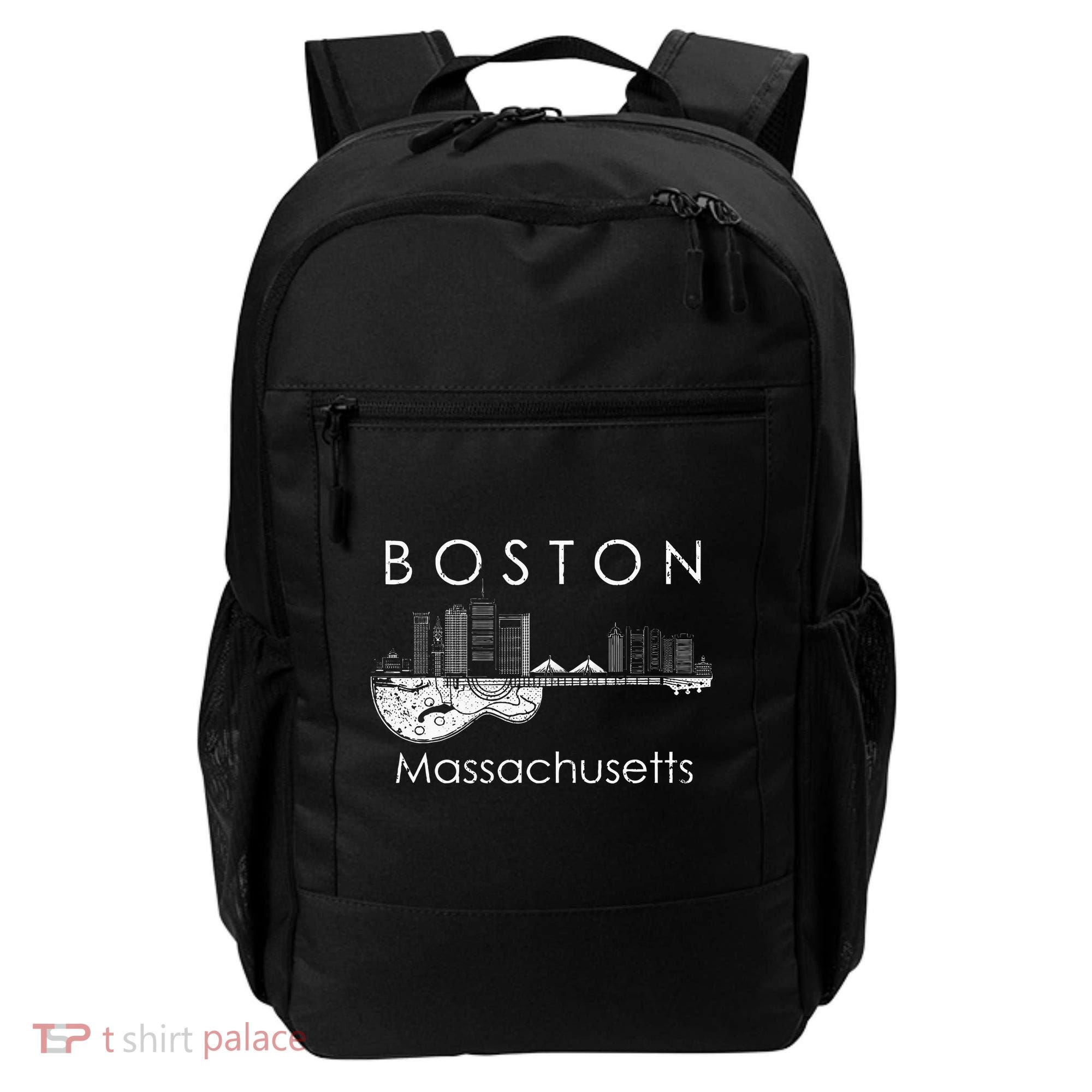 Boston Souvenir Massachusetts Skyline Music Guitar Backpack