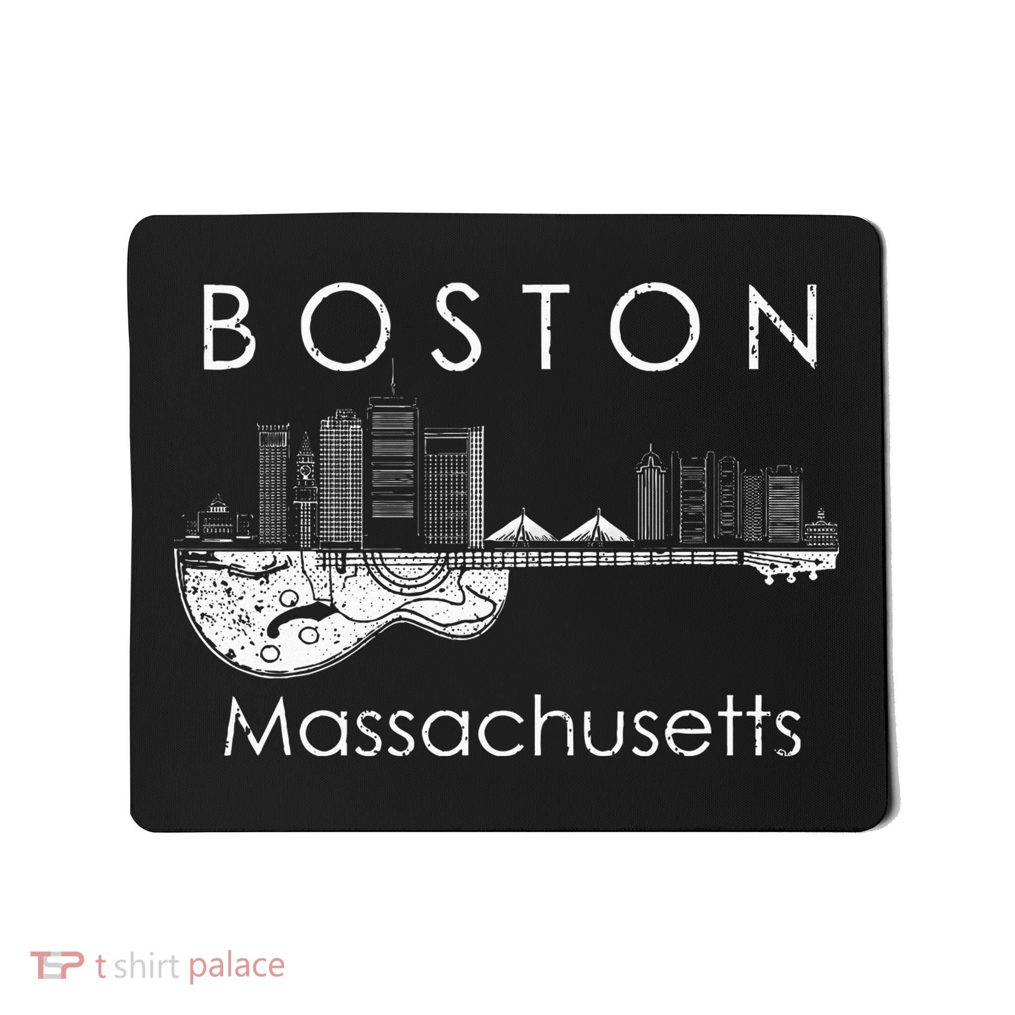 Boston Souvenir Massachusetts Skyline Music Guitar Mousepad