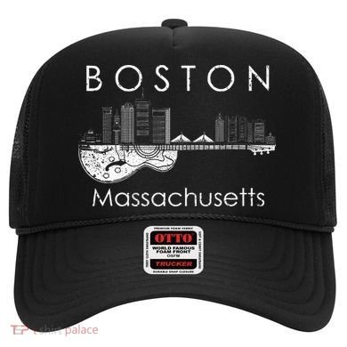 Boston Souvenir Massachusetts Skyline Music Guitar Hat
