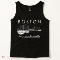 Boston Souvenir Massachusetts Skyline Music Guitar Tank Top thumb 2