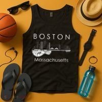 Boston Souvenir Massachusetts Skyline Music Guitar Tank Top thumb 4