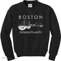 Boston Souvenir Massachusetts Skyline Music Guitar Kids Sweatshirt thumb 0