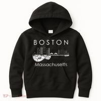 Boston Souvenir Massachusetts Skyline Music Guitar Kids Hoodie thumb 0