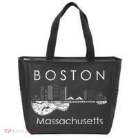 Boston Souvenir Massachusetts Skyline Music Guitar Tote Bag thumb 0
