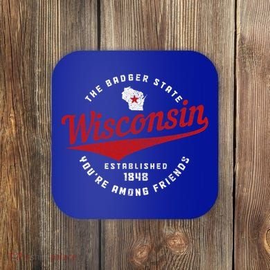 Badger State Map Pride Vintage Of Wisconsin Coaster