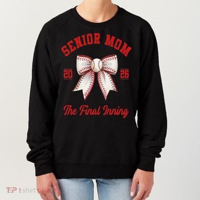 Baseball Senior Mom Coquette Bow Class Of 2026 Final Inning Women's Sweatshirt