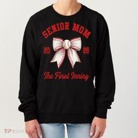 Baseball Senior Mom Coquette Bow Class Of 2026 Final Inning Women's Sweatshirt thumb 0