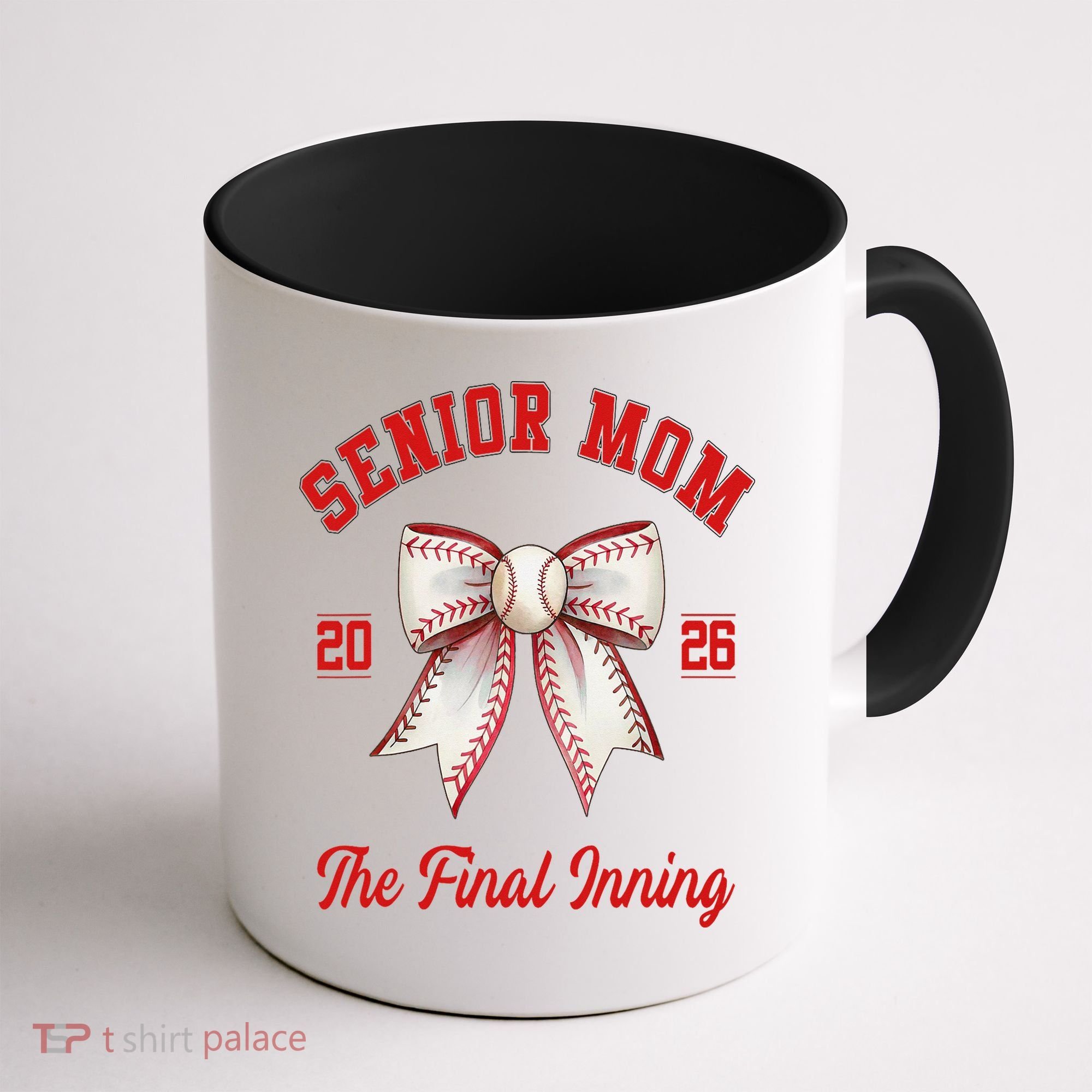 Baseball Senior Mom Coquette Bow Class Of 2026 Final Inning Coffee Mug