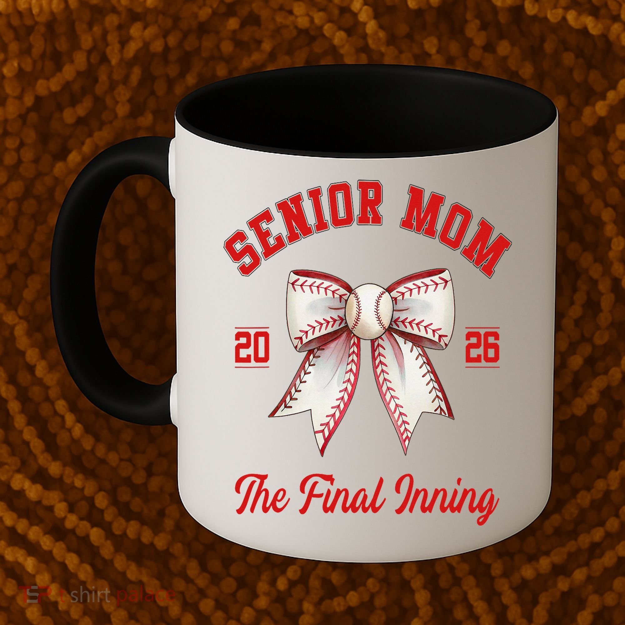 Baseball Senior Mom Coquette Bow Class Of 2026 Final Inning Coffee Mug