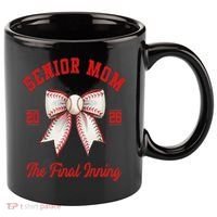 Baseball Senior Mom Coquette Bow Class Of 2026 Final Inning 11oz C Handle Ceramic Mug thumb 0