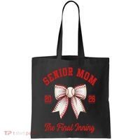 Baseball Senior Mom Coquette Bow Class Of 2026 Final Inning Tote Bag thumb 0