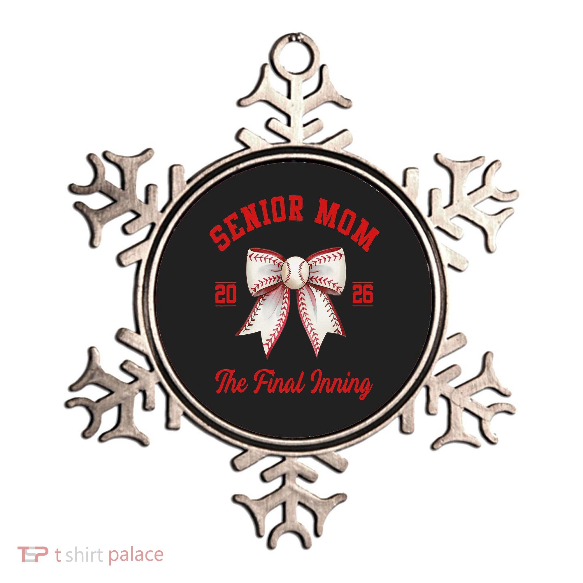 Baseball Senior Mom Coquette Bow Class Of 2026 Final Inning Ornament