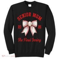 Baseball Senior Mom Coquette Bow Class Of 2026 Final Inning Tall Sweatshirt thumb 0