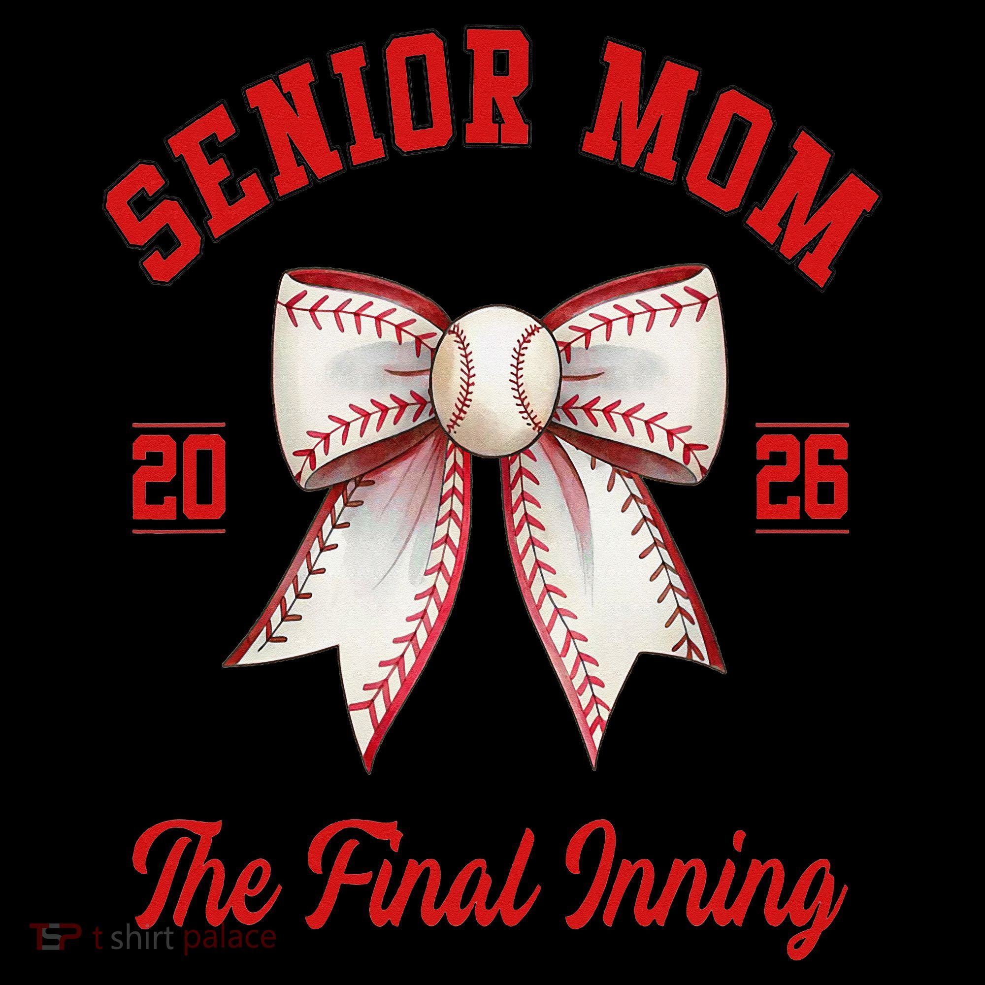 Baseball Senior Mom Coquette Bow Class Of 2026 Final Inning Tall Hoodie