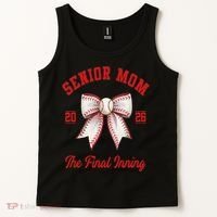 Baseball Senior Mom Coquette Bow Class Of 2026 Final Inning Tank Top thumb 2