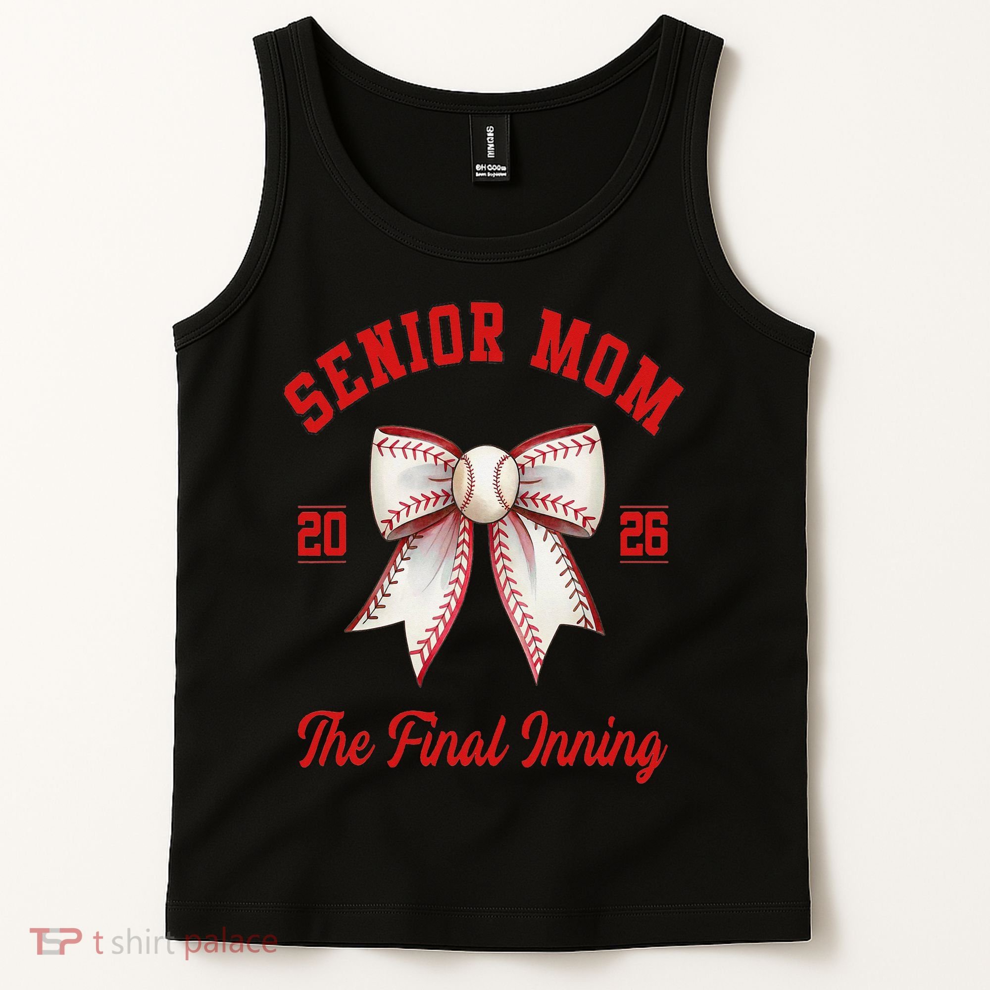 Baseball Senior Mom Coquette Bow Class Of 2026 Final Inning Tank Top