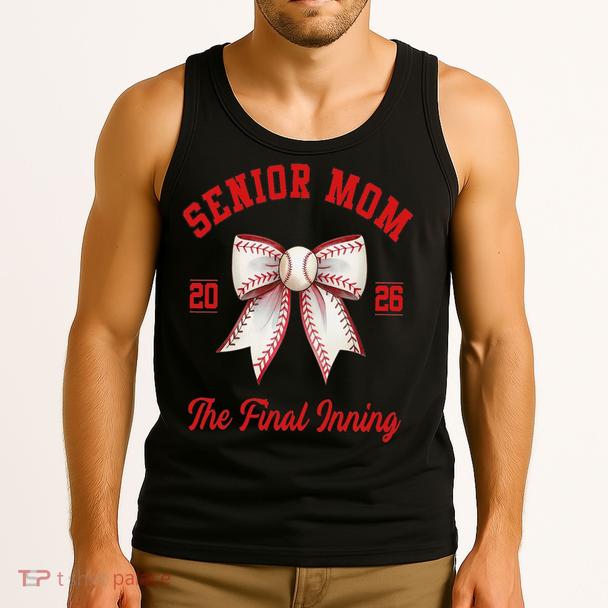 Baseball Senior Mom Coquette Bow Class Of 2026 Final Inning Tank Top