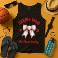 Baseball Senior Mom Coquette Bow Class Of 2026 Final Inning Tank Top thumb 4