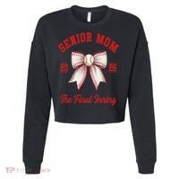 Baseball Senior Mom Coquette Bow Class Of 2026 Final Inning Cropped Pullover Crew thumb 0