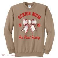 Baseball Senior Mom Coquette Bow Class Of 2026 Final Inning Sweatshirt thumb 0