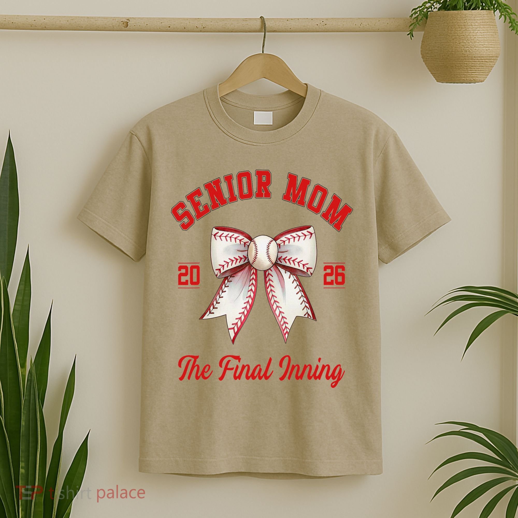 Baseball Senior Mom Coquette Bow Class Of 2026 Final Inning T-Shirt