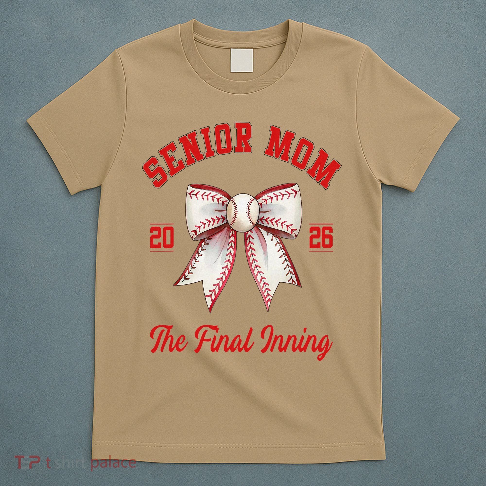 Baseball Senior Mom Coquette Bow Class Of 2026 Final Inning T-Shirt