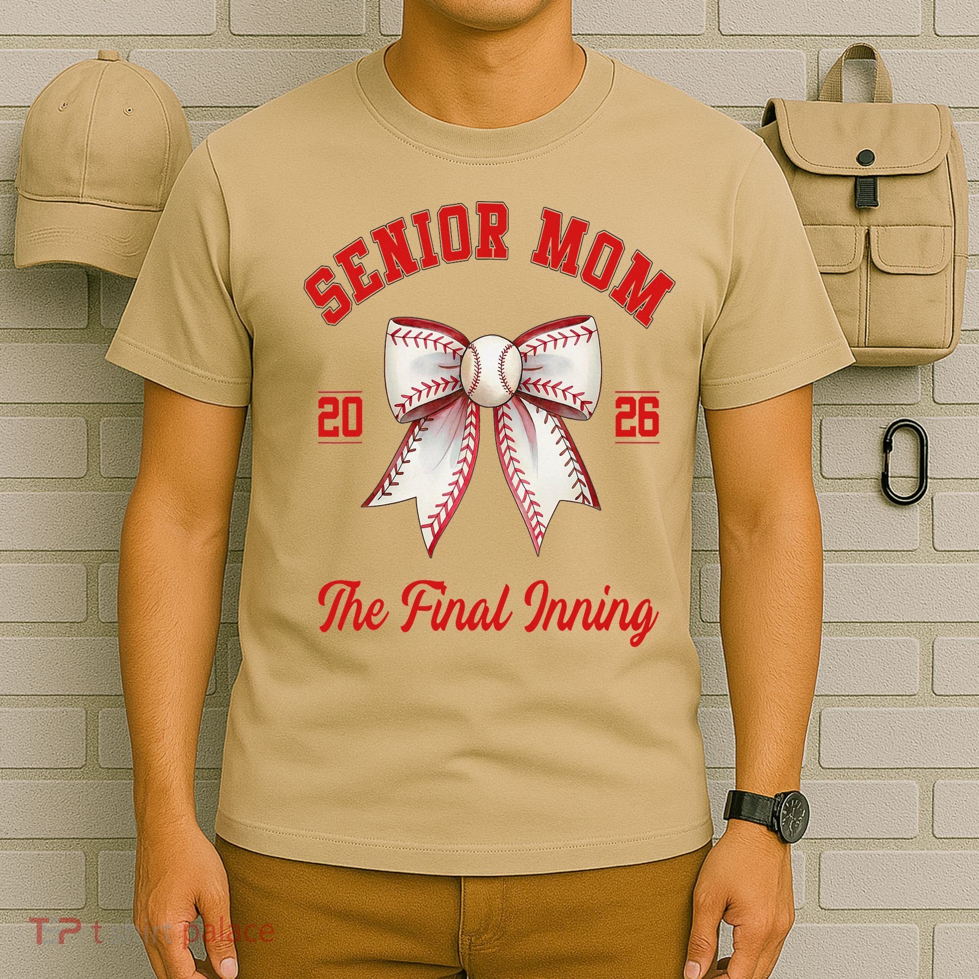 Baseball Senior Mom Coquette Bow Class Of 2026 Final Inning T-Shirt
