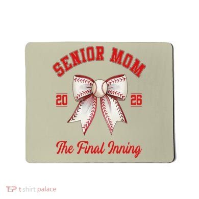 Baseball Senior Mom Coquette Bow Class Of 2026 Final Inning Mousepad