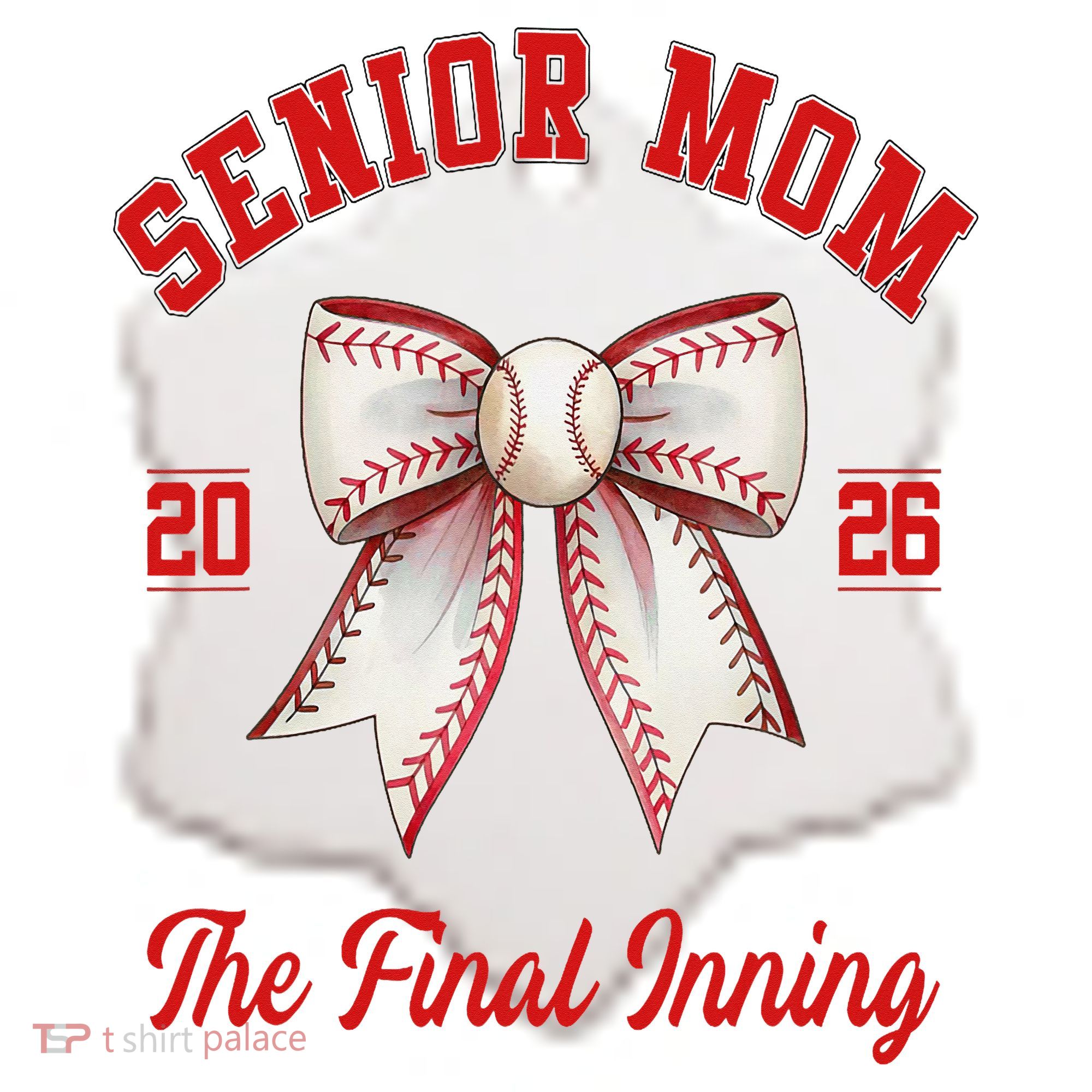 Baseball Senior Mom Coquette Bow Class Of 2026 Final Inning Ceramic Ornament