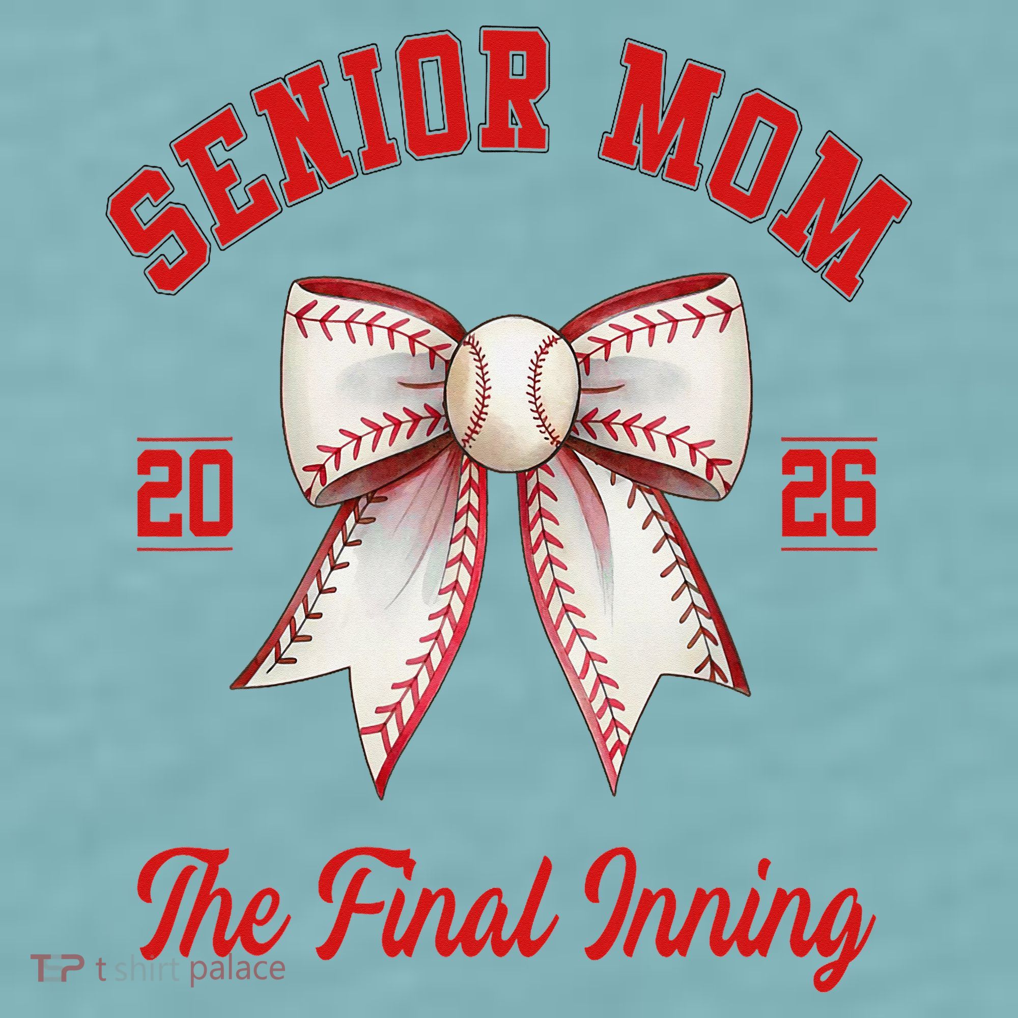 Baseball Senior Mom Coquette Bow Class Of 2026 Final Inning Sueded Cloud Jersey T-Shirt