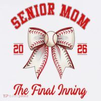 Baseball Senior Mom Coquette Bow Class Of 2026 Final Inning Comfort Colors Garment-Dyed Hooded Sweatshirt thumb 2