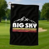 Big Sky Montana Mountain Sunset Golf Towel thumb 1